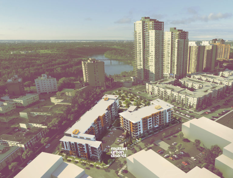 Aerial shot of Muttart Urban District (3d Rendering)